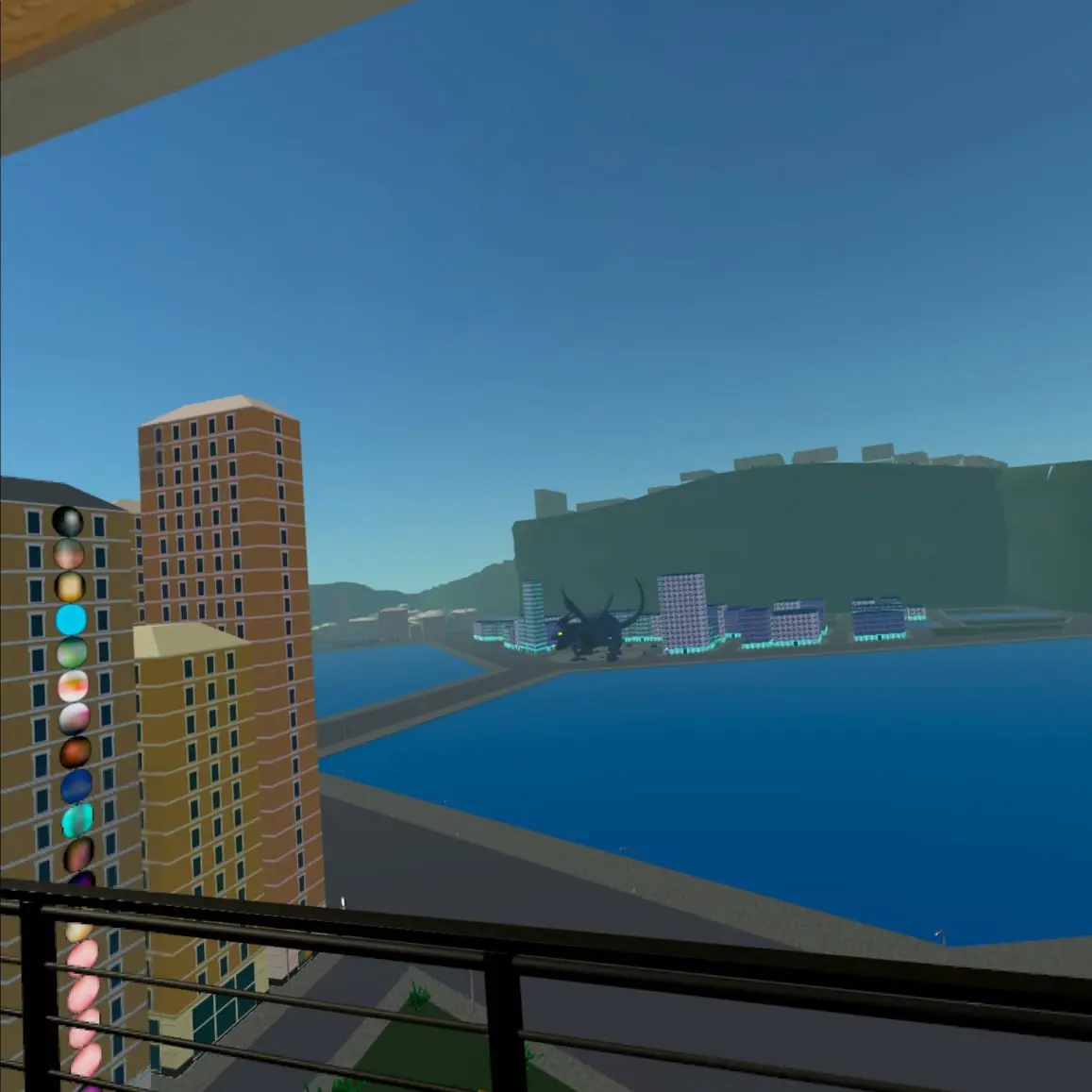 View to the Beast Dragon Landmark, top apartment located over the DC Bookstore, Drexler Consulting Virtual Bookshop explored with Metaquest 3
