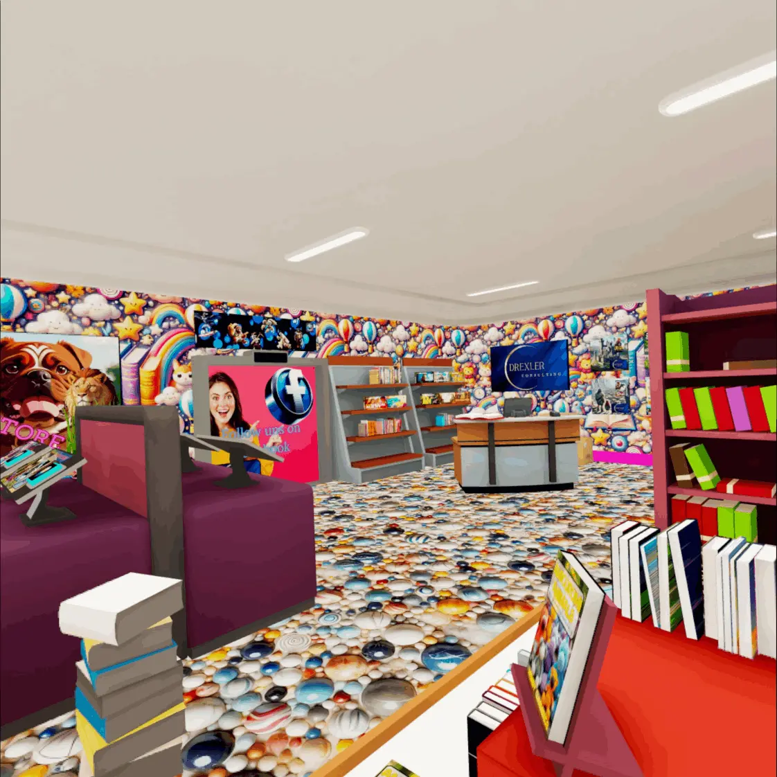 Inside the DC Bookstore Drexler Consulting Flagship Store in the Multiverse Infiniverse Virtual Realtiy with Meta Quest 3