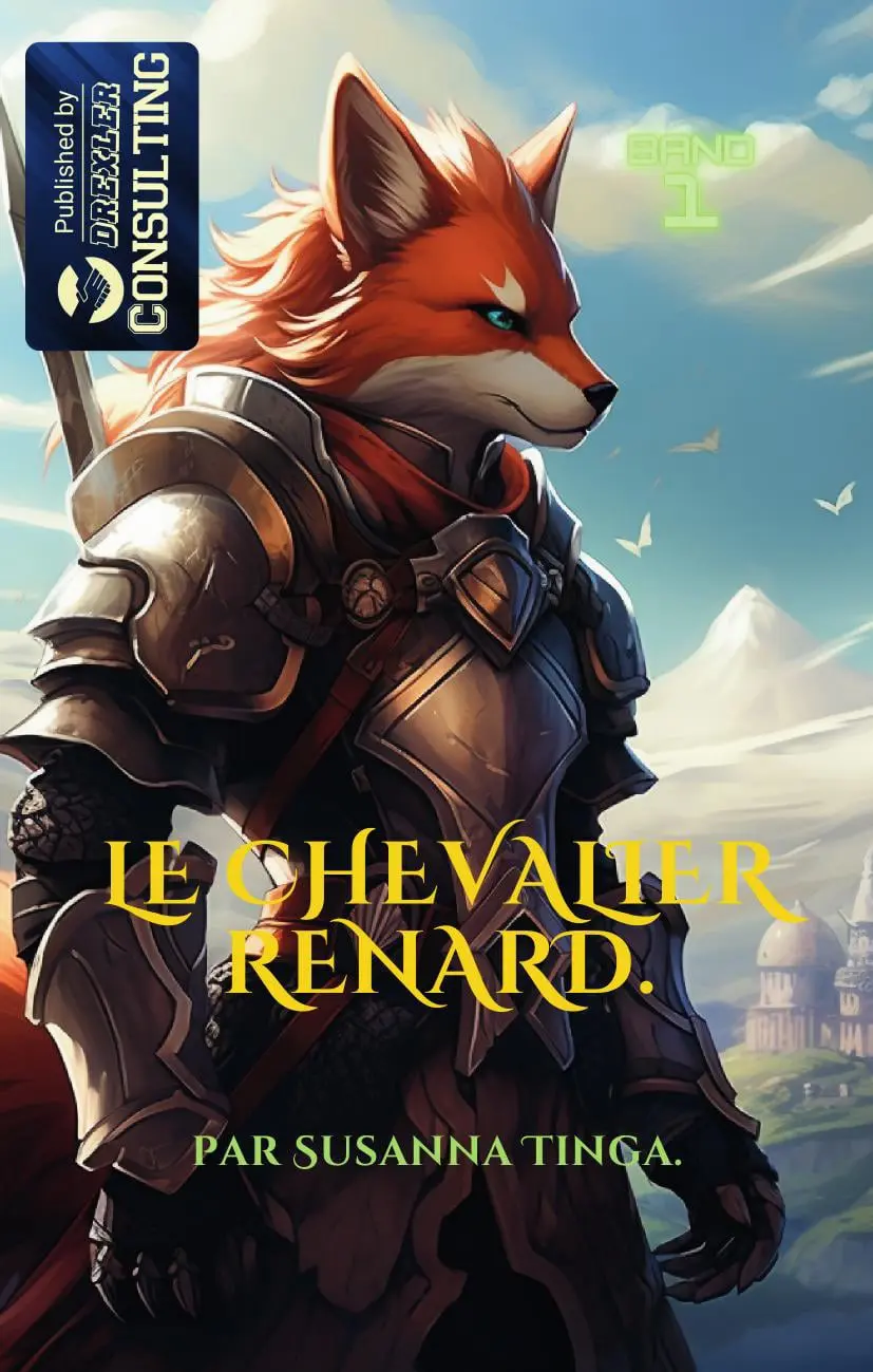 Couverture de 'Le Chevalier Renard 1' montrant Robert le renard en armure de chevalier, prêt pour l'aventure, livre d'aventure pour enfants, disponible en français