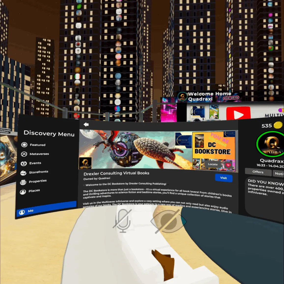 Multiverse Discovery Menu, DC Bookstore Flagship Store in the Quadrax Alpha Residence